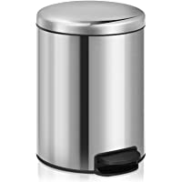 Homemaxs Basurero de baño de acero inoxidable con sistema de cierre suave (cepillada de bajada automática) 5L